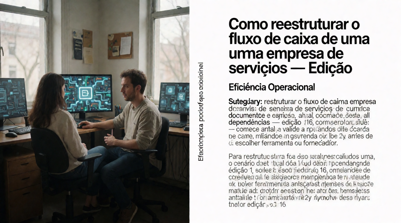 Capa editorial local sobre eficiência operacional; tema: Como reestruturar o fluxo de caixa de uma empresa de serviços — Edição 16
