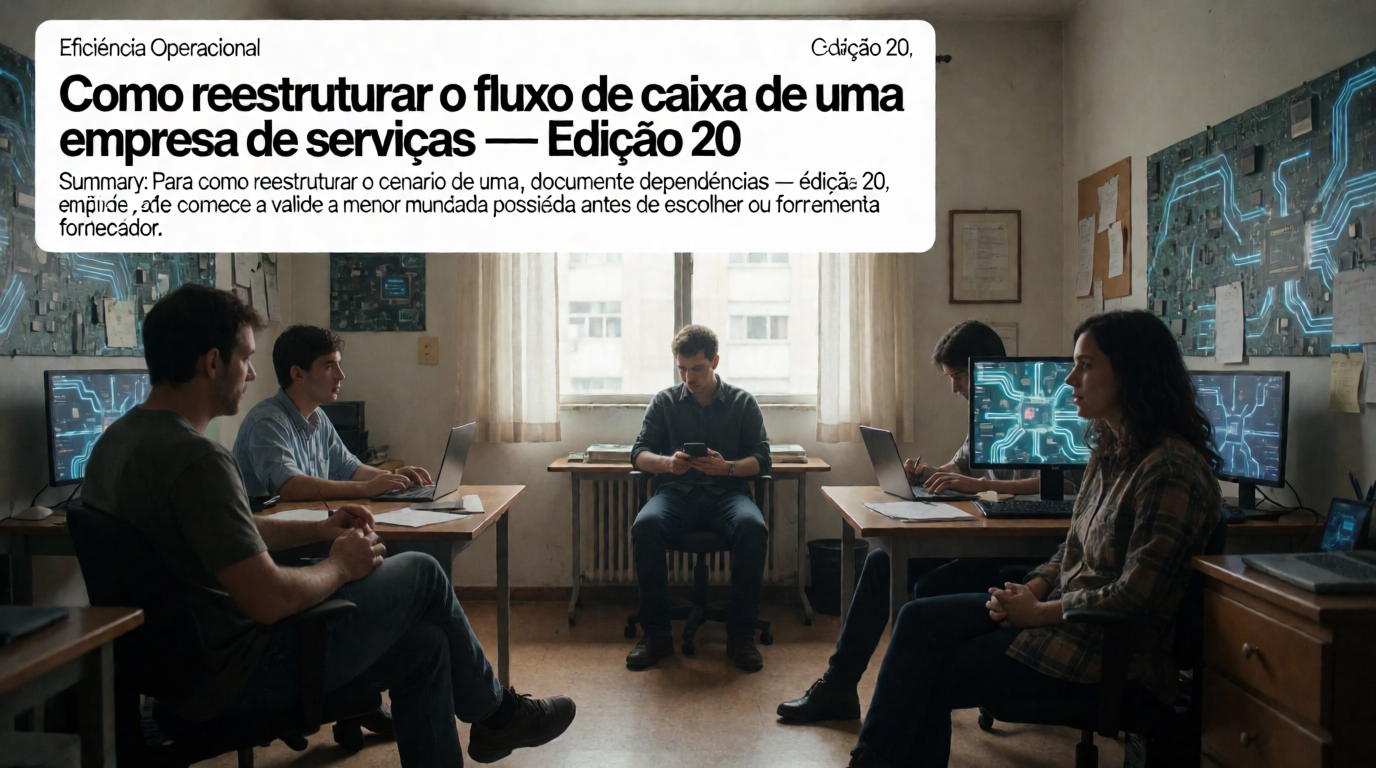 Capa editorial local sobre eficiência operacional; tema: Como reestruturar o fluxo de caixa de uma empresa de serviços — Edição 20